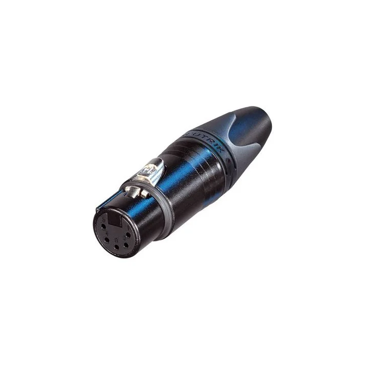 NC5FXX-B Fiche XLR 5 pts femelle droite, corps noir, contacts or