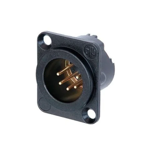 NC5MD-LX-B Embase XLR 5 pts mâle corps noir, contacts or