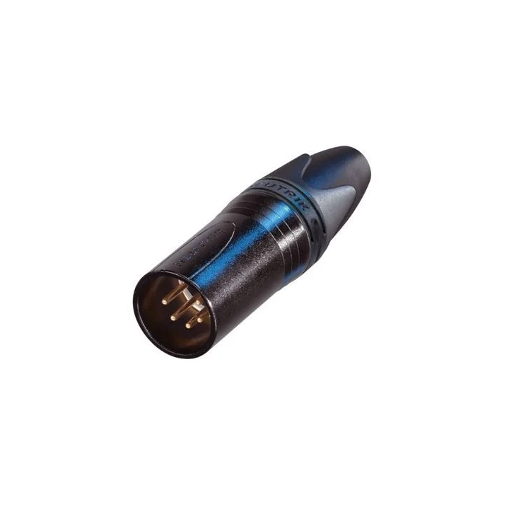 NC5MXX-B Fiche XLR 5 pts mâle droite corps noir, contacts or