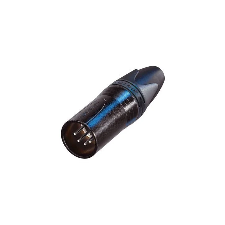 NC5MXX-BAG Fiche XLR 5 pts mâle droite corps noir, contacts argent