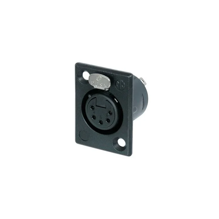 NC5FP-B-1 Embase XLR 5 pts femelle corps noir contacts or