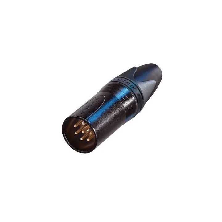NC6MXX-B Fiche XLR 6 pts mâle, corps noir, contacts or