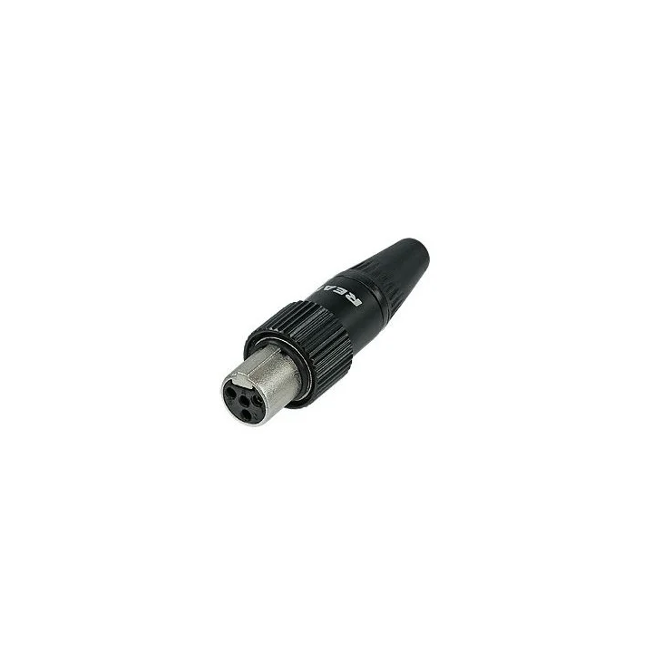 RT3FCT-B Fiche mini XLR 3 pts corps noir contacts or avec verrouill.