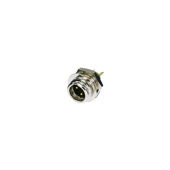 RT3MP Embase mini XLR 3 pts mâle corps nickel contacts or
