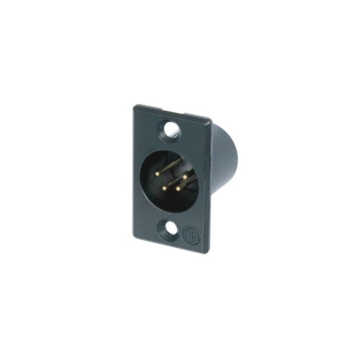 NC4MP-B Embase XLR 4 pts mâle, corps noir, contacts or