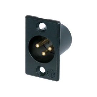 NC3MP-B Embase XLR 3 pts mâle corps noir, contacts or