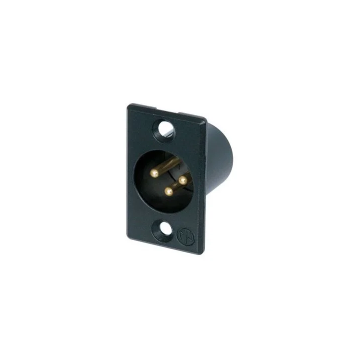 NC3MP-B Embase XLR 3 pts mâle corps noir, contacts or