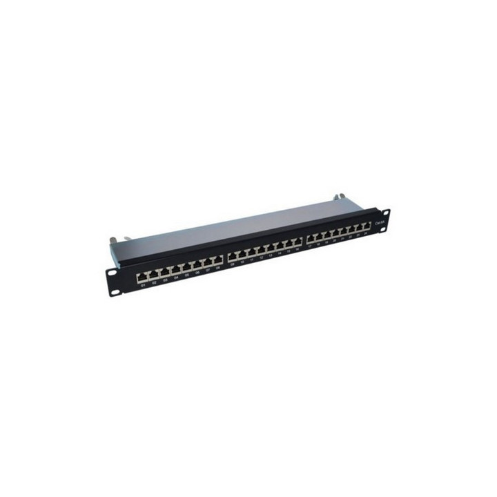 Panneau de brassage 19" 1U RJ45 cat.6a STP 24 ports noirs autodénud.