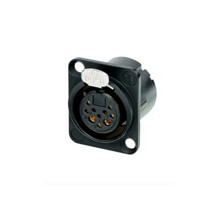 NC10FD-LX-B Embase XLR 8+2 poles femelle série DLX noire contacts or