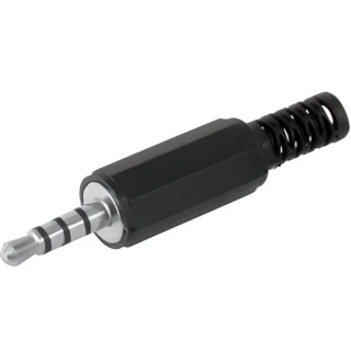 Fiche jack 3.5 stéréo mâle 4 contacts corps plastique