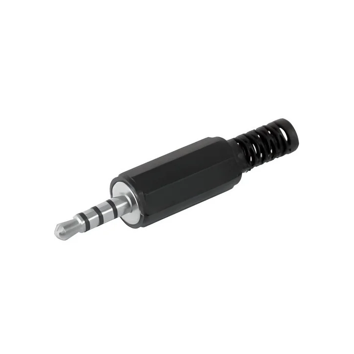 Fiche jack 3.5 stéréo mâle 4 contacts corps plastique