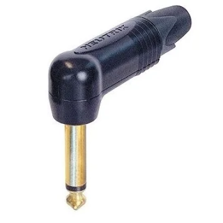 NP2RX-B Fiche jack mâle 6,35 mono coudée noire contact or