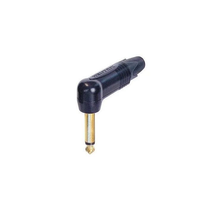 NP2RX-B Fiche jack mâle 6,35 mono coudée noire contact or
