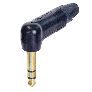 NP3RX-B Fiche jack mâle coudée 6.35mm noire contact or