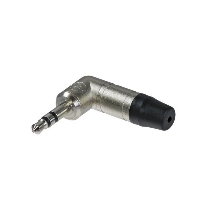 NTP3RC Fiche jack coudée 3.5mm avec serre câble corps nickel