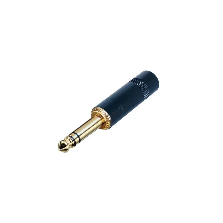 NYS228BG Jack 6,35 métal stéréo pour câble 6mm corps noir contact or