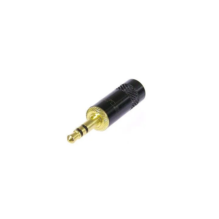 NYS231BG-LL Fiche jack 3,5 stéréo mâle métal noir câble 6mm conta. or