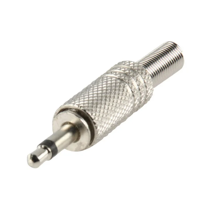Fiche jack mâle mono droite 3.5 mm en métal avec ressort