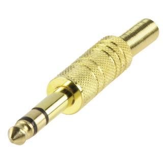 Fiche jack mâle stéréo droite 6.35 mm en métal avec ressort