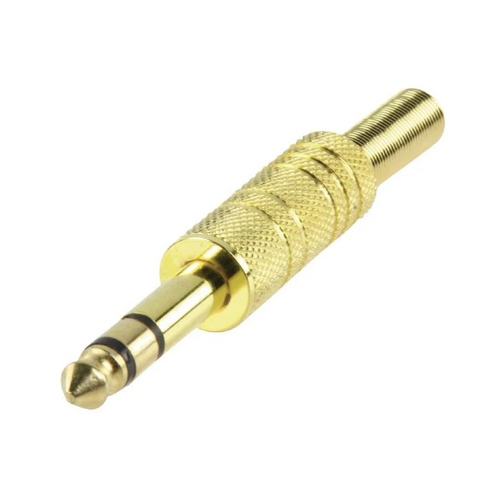Fiche jack mâle stéréo droite 6.35 mm en métal avec ressort