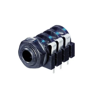 NYS216 Embase jack à coup. 6.35mm stéréo pour CI hor. avec écrou plas