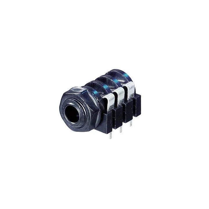 NYS216 Embase jack à coup. 6.35mm stéréo pour CI hor. avec écrou plas