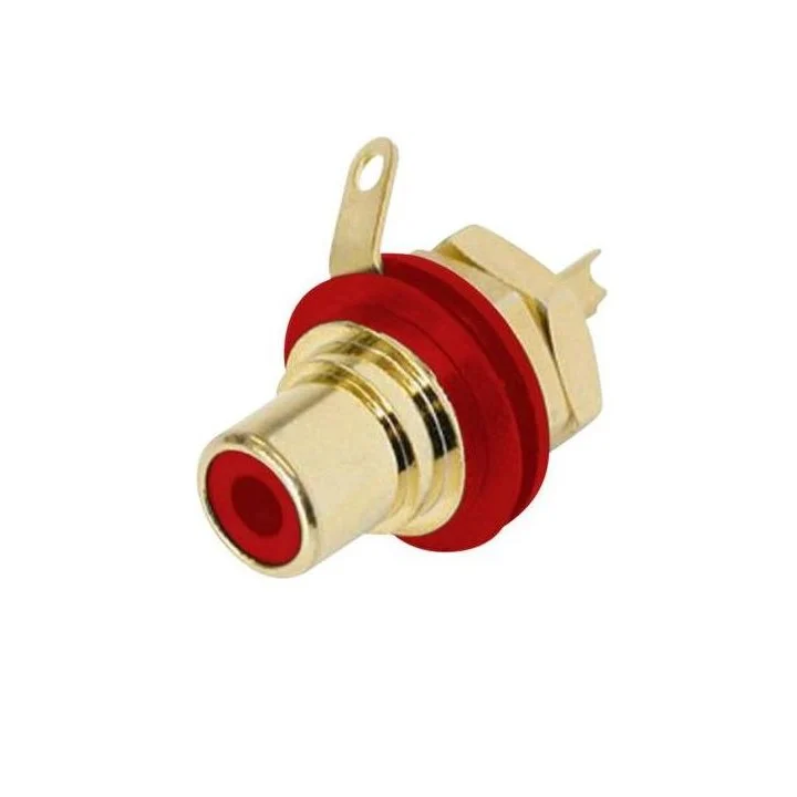 NYS367-2 Embase RCA châssis contact or, repère rouge