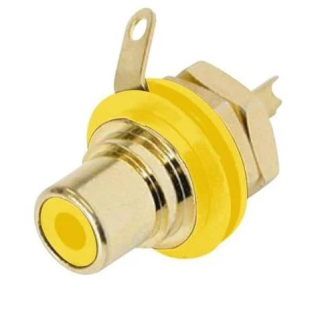 NYS367-4 Embase RCA châssis contact or, repère jaune