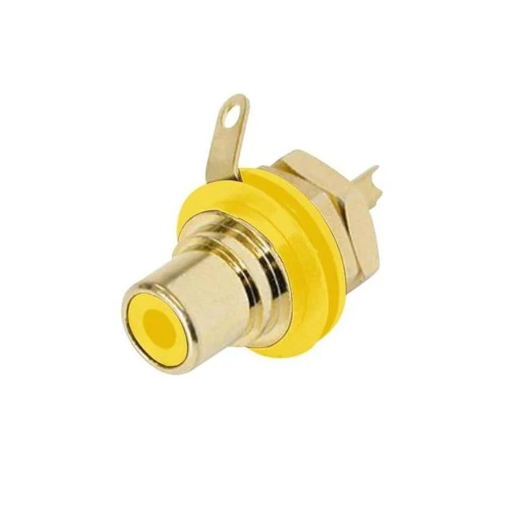 NYS367-4 Embase RCA châssis contact or, repère jaune