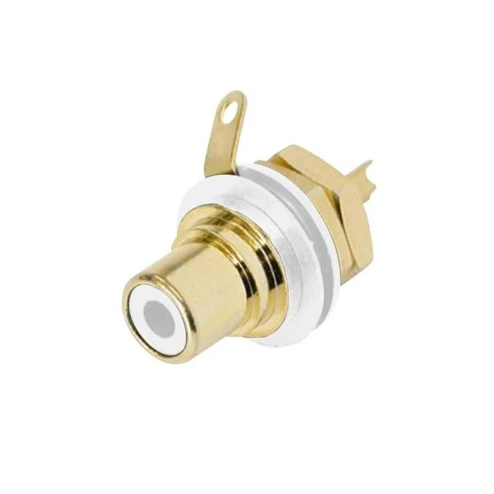NYS367-9 Embase RCA châssis contact or, repère blanc
