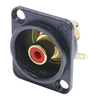 NF2D-B-2 Embase RCA noire à souder série D bague rouge