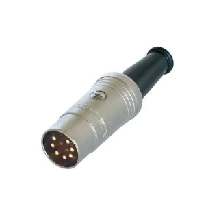 NYS323G Fiche Din mâle métal 7 pts contacts or