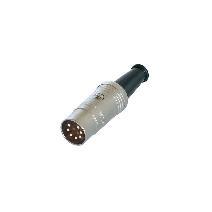 NYS323G Fiche Din mâle métal 7 pts contacts or