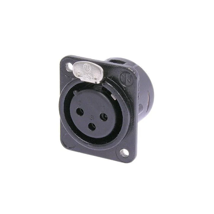 NC3FDM3LBAG-1 Embase XLR 3 pts femelle avec filetage M3 corps noir