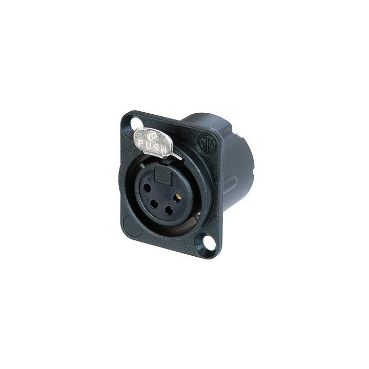 NC4FD-LX-B Embase XLR 4 pts femelle, corps noir contacts or