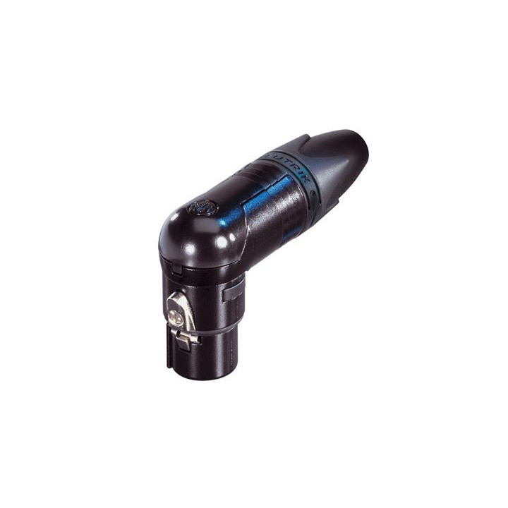NC4FRX-B Fiche XLR 4 pts femelle coudée, corps noir contacts or