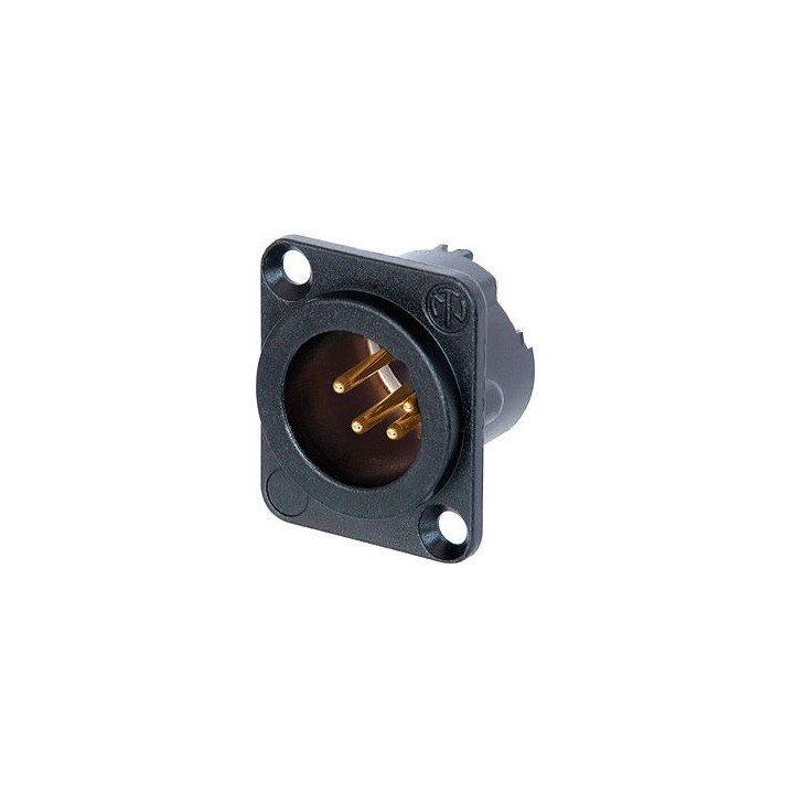 NC4MD-LX-B Embase XLR 4 pts mâle, corps noir contacts or
