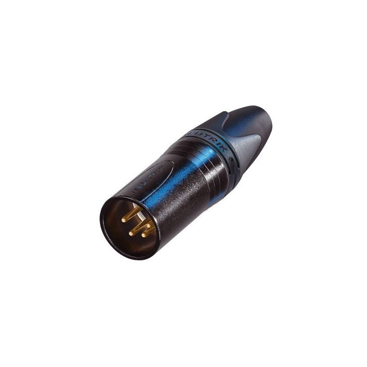 NC4MXX-B Fiche XLR 4 pts mâle corps noir contacts or
