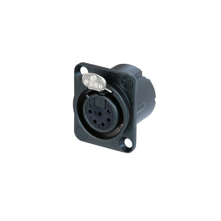 NC6FD-LX-B Embase XLR 6 pts femelle, corps noir contacts or