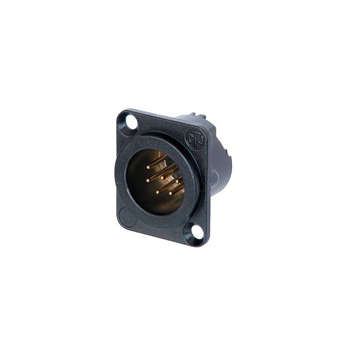 NC6MD-LX-B Embase XLR 6 pts mâle, corps noir contacts or