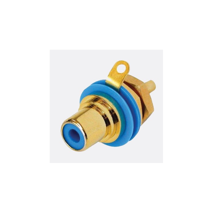 NYS367-6 Embase RCA châssis contact or, repère bleu