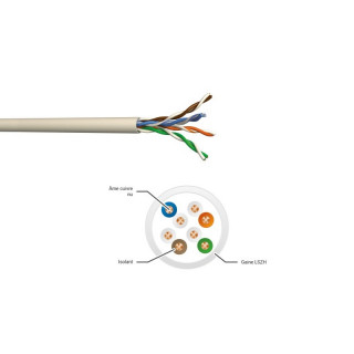 VGB4SH Câble rigide cat.5e 4P U/UTP 100 Ohms 100MHz LSZH gris (100m)