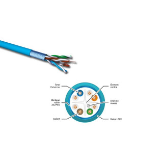CX68SH Câble rigide cat.6 F/UTP 2x4P 350MHz LSZH bleu Dca(touret500m)