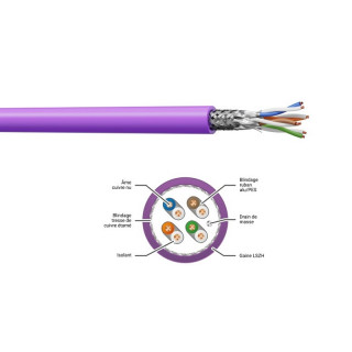 6004SH Câble rigide cat.7 S/FTP 600MHz LSZH violet Dca (touret 500m)