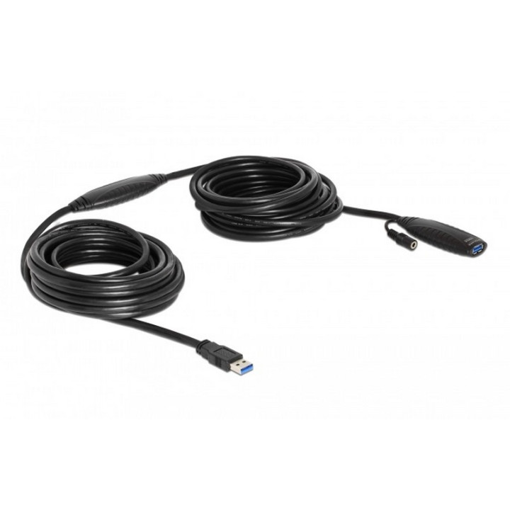 Cordon USB 3.0 amplifié (5 Gbps) type A M/F (max 30m) noir - 10m