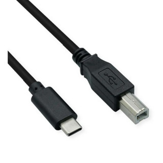 Cordon USB 2.0 (480 Mbps) type B mâle / type C mâle noir - 1.80m