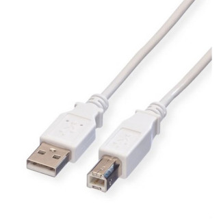 Cordon USB 2.0 (480 Mbps) type A vers B mâle/mâle blanc - 4.5m