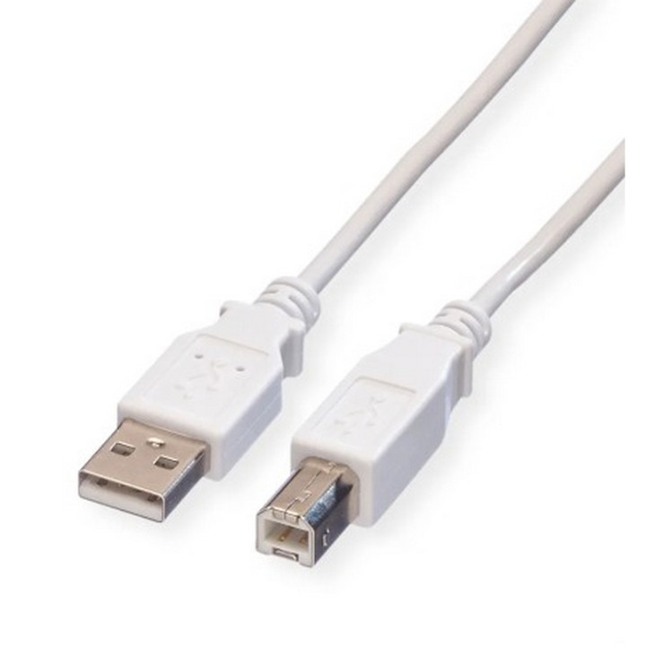 Cordon USB 2.0 (480 Mbps) type A vers B mâle/mâle blanc - 4.5m