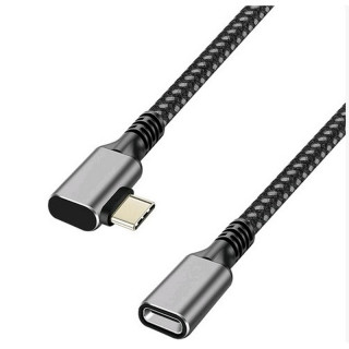 Rallonge USB3.2 (10Gbit/s) Type-C M coudé 90°/F, PD, alu - 2m