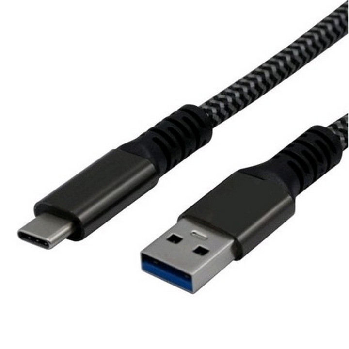 Cordon USB3.2 Gen1 (5 Gbps) type A vers C M/M (60 W) noir -5 m